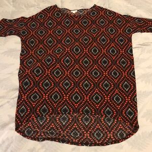 LulaRoe Irma Medium slinky red, gray, black, white